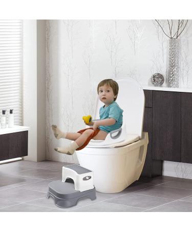 Potty Training Seat with Step Stool Ladder for Kids | Safe Toilet Seat for Boys & Girls | 2-in-1 Design with Splash Guard | Includes 2 Cushions, Cleaning Brush, and Hook | Gray - Buy Online on SooperMarket.com