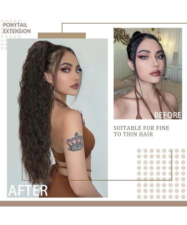 KooKaStyle 30 Inch Dark Brown Wavy Ponytail Extension - Clip-On Synthetic Curly Hairpiece for Women and Girls - Buy Online on SooperMarket.com