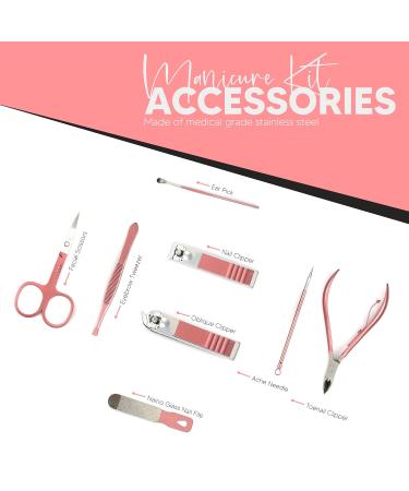 Kichly Manicure Set for Women - 18-Part Nail Clippers & Pedicure Tools in Rose Gold Travel Case - Buy Online on SooperMarket.com