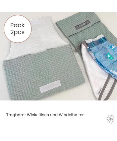 Mimuselina 2 Pack: Foldable Baby Changing Pad & Water-Repellent Diaper Bag - Portable Dirt-Repellent Waffle Mint - Buy Online on SooperMarket.com
