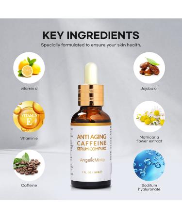 AngelicMisto Caffeine Eye Serum 1oz - Dark Circles, Puffiness, Wrinkles & Bags Remover - Buy Online on SooperMarket.com