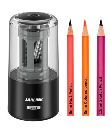 JARLINK Electric Pencil Sharpener  Heavy Duty Pencil Sharpener for 6-12mm Colored Pencils  Auto Stop  Fast Sharpen in 3s  8000 Sharpening Times  Ideal for School  Classroom  Teacher Supplies  Black