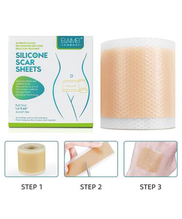 Medical Grade Silicone Scar Tape Roll (1.6 x 60) for Scar Removal - Professional Silicone Strips for Surgery, C-Section, Acne, Burn and Keloid - Safe & Reusable - 1.5M - Buy Online on SooperMarket.com