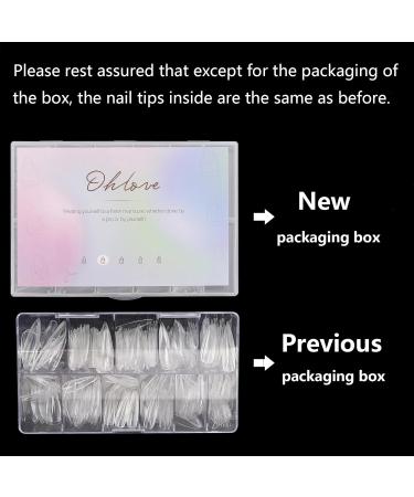 Stiletto Clear Nail Tips 500PCS Full Cover Acrylic Nails with Case for Nails Salon - Buy Online on SooperMarket.com