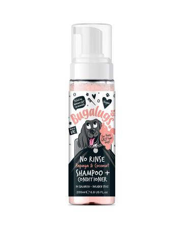 Bugalugs No Rinse Papaya & Coconut Dog Shampoo - Luxury 2 in 1 dog Dry shampoo & conditioner - odour eliminator natural shampoo with dog perfume quick shower for pets
