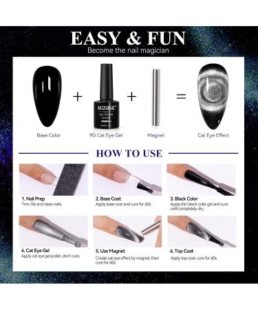 Buy MIZHSE 9D Cat Eye Gel Nail Polish - Silver Magnetic Gel for Stunning Holographic Galaxy Effect | Soak Off Nail Art for DIY Manicure at Home - Buy Online on SooperMarket.com