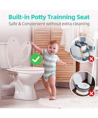 Heavy Duty Elongated Toilet Seat with Built-in Potty Training Seat - Slow Close, Never Loosen, Ergonomic Design - Space Saving Toddler Toilet Seat (18.6 x 14.2 x 2.5) - Buy Online on SooperMarket.com