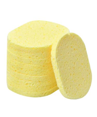 Pack of 10 facial cleansing sponges natural cosmetic sponges cellulose facial sponges 10.5 x 8 cm make-up remover sponge facial washing sponges for SPA peeling mask make-up removal (yellow) 10 mm yellow