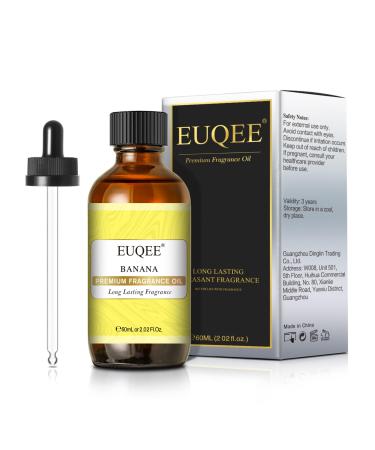 EUQEE Banana Fragrance Oil 60ml Premium Grade Aromatherapy Fragrance Oils Essential Oils for Diffusers for Home DIY Candle Making Banana 60.00 ml (Pack of 1)