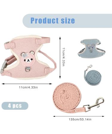 MSTECO Adjustable Rabbit Dishes & Leash Set for Small Pets | Soft Outdoor Kit for Dwarf Rabbits Hamsters & Cats (S Blue Pink) - Buy Online on SooperMarket.com