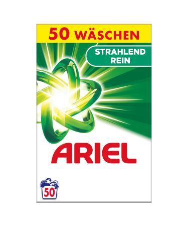 Ariel washing powder 3.25kg-50 wash loads radiantly pure radiant purity at lower temperatures and anti-resistance technology 50 pieces (1 Pack)