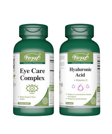 VORST Eye Care 90 Vegan Capsules & Hyaluronic Acid with Vitamin C 60 Capsules (Combo Bundles 2 Bottles)