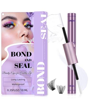 Bond and Seal 10ml Bond and Seal Lash Glue House of Lash Clusters Bond and Seal Long Lasting Lash Bond and Seal Waterproof Strong Hold 72 Hours for DIY Lash Extensions(White Bond+Seal 10ML)
