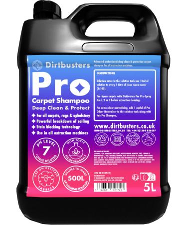 Dirtbusters Pro Carpet Cleaner Shampoo Solution Deep Clean & Protect For A Professional Clean With Stain Protection Technology & Odour Treatment (5L)