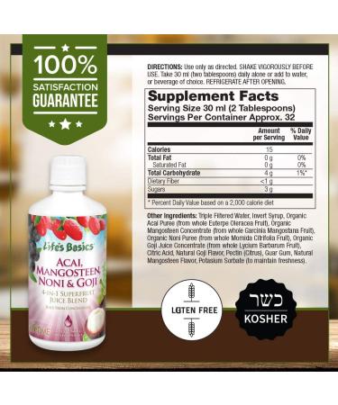 LifeTime Vitamins Life's Basics Superfruit Juice Blend - Acai, Mangosteen, Noni & Goji - 32 fl oz - Buy Online on SooperMarket.com