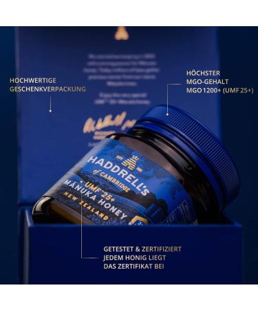 HADDRELL'S Certified Manuka Honey UMF 25+ (Ultra Premium) MGO 1236 mg/kg 250gr (0.55lb) Product of New Zealand UMF License # 1027 - Buy Online on SooperMarket.com