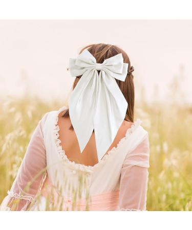Andibro French Bow Hairpins for Women Long Tail Large Bow Barrettes Clip Soft Silky Satin Hairclip Bow Metal Duckbill Clips for Dress up Accessories Decor for Wedding Party - Buy Online on SooperMarket.com