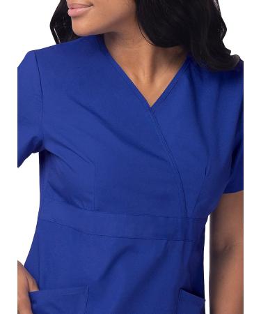 Sivvan Women's Scrub Set - Mock Wrap & Cargo Pants, Medium Royal Blue - Buy Online on SooperMarket.com