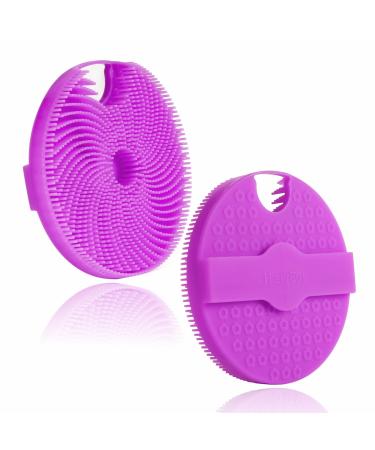 HIEERBUS Silicone Body Scrubber Gentle Exfoliating Body Scrubber in Shower Silicone Loofah with Easily Lather Bristles Long Lasting and More Hygienic Than Traditional Shower Loofah 1 Pack Purple