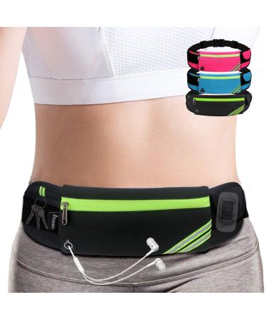 Slim Running Belt Fanny Pack,Waist Pack Bag for Hiking Cycling Workout,Reflective Runners Belt Jogging Pocket Belt,Travelling Money Phone Holder for Running Black