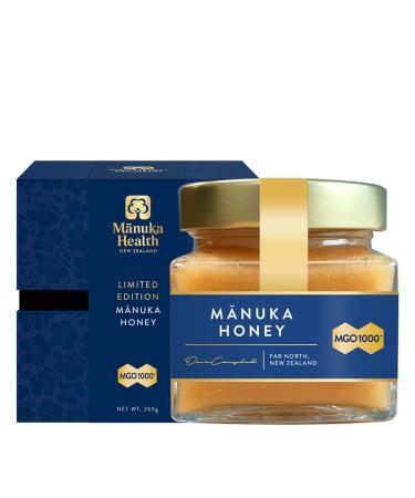 Manuka Health MGO 1000+ Manuka Honey/Pure New Zealand Manuka Honey with Methylglyoxal - Delicious Rich Flavour - Smooth Velvety Texture - 250g Pot