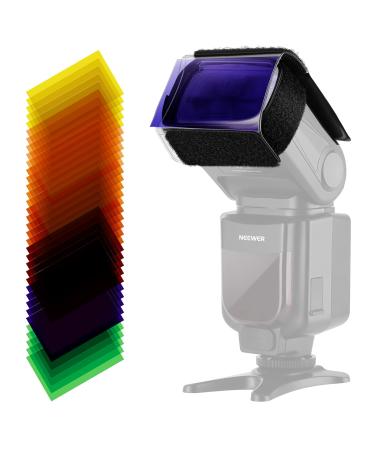 Neewer Universal Photography Speedlite Flash 1.85" x 3.03"/47 x 77 mm 35PCS Square Full Color Balance Gel Filter Kit with Magic Strap for Canon Nikon Sony Pentax Olympus and Other Flashes