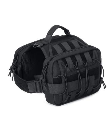 Petmolico Dog Saddle Bag, Dog Pack Saddle Bag Hound Harness Hiking Travel Camping Rucksack with Side Pockets & Adjustable Strap for Medium & Large Dog, Black