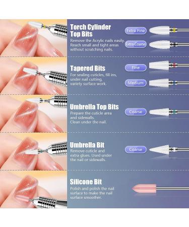 Depvko 20Pcs 3/32'' Ceramic Carbide Nail Drill Bits Set for Manicure Pedicure - Diamond Cuticle Remover & Nail Drill Accessories - Buy Online on SooperMarket.com