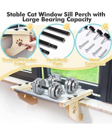 AMOSIJOY Cat Window Perch Hammock for Large Cats - Sturdy Wood & Metal Frame - Easy to Assemble Cat Bed for Windowsill, Bedside, Drawer, Cabinet - 21.7x15x6.9 - Buy Online on SooperMarket.com