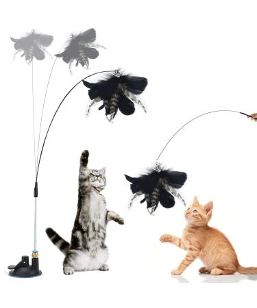 Sunshine smile cat toys set cat toys pack interactive cat toys springs cat toys pets pets treat treat dog cat (a-black feather)