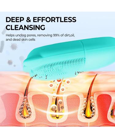 Electric Face Scrubber Silicone Facial Cleansing Brush for Deep Cleanning Exfoliating Waterproof Rechargeble|Vibrating|Massager (Blue) - Buy Online on SooperMarket.com