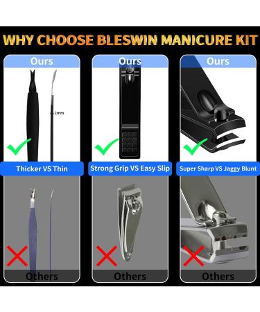 Manicure Set Pedicure Kit 16 Pcs Stainless Steel Nail Clippers Set Professional Nail Care Tools Grooming Kit with Portable Travel Leather Case for Men Women Black - Buy Online on SooperMarket.com