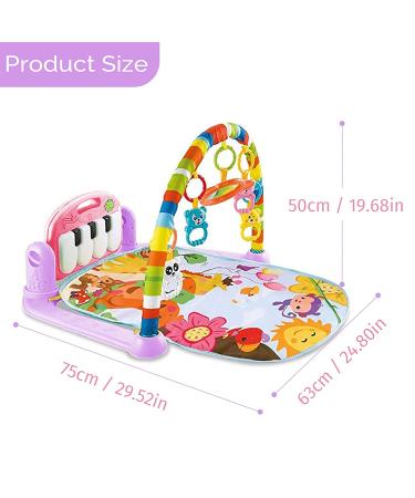 Hoopeum Baby Play Mat Toys for 0-3-6-12 Months Activity Jungle Gym Playmat Tummy Time Mat with Piano Newborn Infant Baby Boys Girls Musical Floor Play Kick & Play Mat for Christmas Toys Gift1 Pink - Buy Online on SooperMarket.com