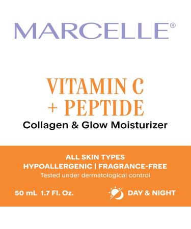 Marcelle Vitamin C + Peptide Collagen & Glow Moisturizer Day & Night Cream Brightening & Smoothing Vegan Cruelty-Free Hypoallergenic Non-Comedogenic Paraben-Free Fragrance-Free 50 mL - Buy Online on SooperMarket.com