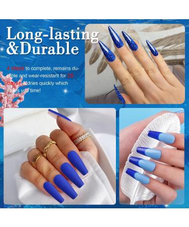 Honey Joy Dip Powder Nail Kit - Starter Set 4 Colors - Navy Blue, Sky Blue, Purple Glitter - No LED Lamp Needed - 7pcs Set for DIY Manicure - Buy Online on SooperMarket.com