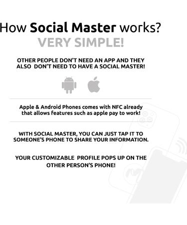 Social Master NFC Business Card - Instant Contact and Social Media Sharing - Gray - iOS and Android Compatible - Buy Online on SooperMarket.com
