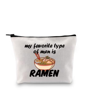 BNQL Ramen Noodle Makeup Bag My Favorite Type of Men is Ramen Gifts for Ramen Noodle Lovers Ramen Print Bag Ramen Foodie Gift (Ramen Noodle Makeup Bag)