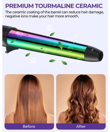 5 in 1 Curling Iron Wand Set Ohuhu Upgrade Curling Waver With 5Pcs 0.35 to 1.25 Inch Interchangeable Ceramic Barrels and Heat Protective Glove for Women Gifts Rainbow Color Idea for Gift - Buy Online on SooperMarket.com