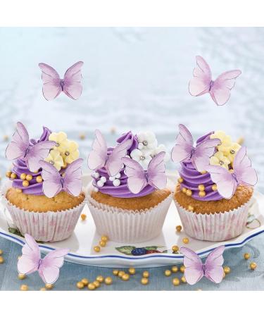 Alegre Edible Butterflies for Cake - 48 Purple Cupcake Toppers & Cake Decorations | Perfect for Birthdays Weddings & Baptisms - Buy Online on SooperMarket.com