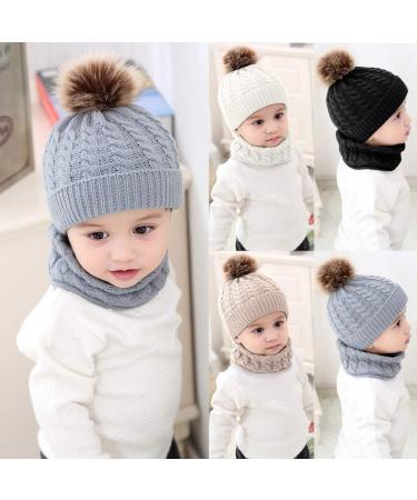 Yinuoday 2PCS Toddler Baby Knit Hat Scarf Set - Winter Warm Beanie Cap with Circle Loop Scarf Neckwarmer in Red - Buy Online on SooperMarket.com