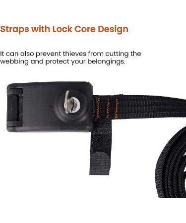10 FT Lockable Tie Down Straps 2 Pack with Stainless Steel Cables for Surfboards, Paddle Boards, Kayaks, Bikes, Canoes - Car Roof Rack Straps - Buy Online on SooperMarket.com