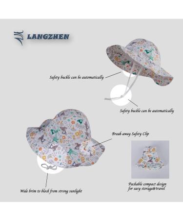 LANGZHEN Beach Sun Protection Hat for Baby Girls | Adjustable Toddler Kids Hat | Wide Brim Summer Play Hat with Chin Strap | Sika Deer Design | Ages 4-8 - Buy Online on SooperMarket.com
