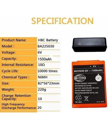 WELLVEUS 5 Pack BA225030 Battery for HBC Radiomatic - 6V 1500mAh | International Shipping Available - Buy Online on SooperMarket.com