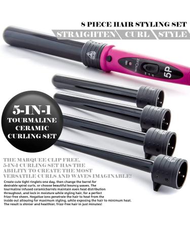 Deluxe Beauty Professional 8 Piece Interchangeable Flat and Curling Iron Set - Instant Hair Straightening and Curling - Pink - Buy Online on SooperMarket.com