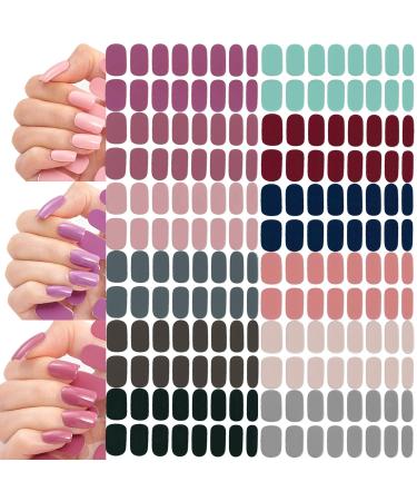 NAILDOKI Nail Stickers 12Sheets x 16 Pieces Full Wraps Nail Polish Strips Self-Adhesive Gel Nail Art Decals for Women Girls A1-01