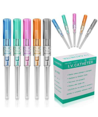 Catheter Piercing Needles - Autdor 50Pcs Mixed IV Catheter Needles 14G 16G 18G 20G and 22G Ear Nose Piercing Needles Hollow Needles for Lip Tongue Belly Navel Nipple Cartilage Piercing Kit Mixed-50pcs