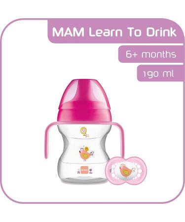 MAM Learn to Drink Cup and Soother 6 Months 190ml (Pink) - Best Training Cup for Babies - Buy Online on SooperMarket.com