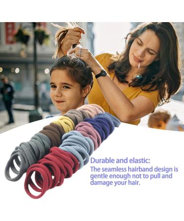 50-Pack No Damage Silicone Hair Ties | Soft & Stretchy Large Rubber Bands for Thick Curly Hair | Cute Ponytail Holders in Dark Colors - Buy Online on SooperMarket.com