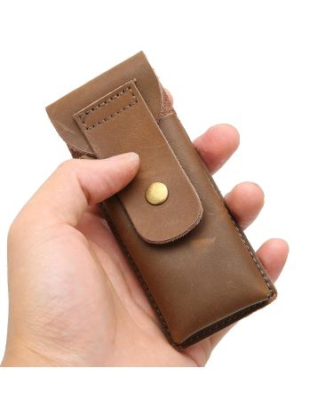 Premium Cowhide Shaving Bag - Portable Safety Razor Cover & Leather Case for Travel | Classic Shaver Accessories - Buy Online on SooperMarket.com