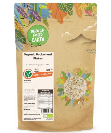 Wholefood Earth Organic Buckwheat Flakes 2 kg | Raw | GMO Free | Vegan | Source of Fibre | Certified Organic single